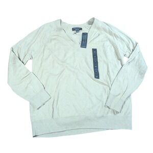 Banana Republic Men's Large Forever Sweater V Neck Tan Long Sleeve Knit‎ Warm